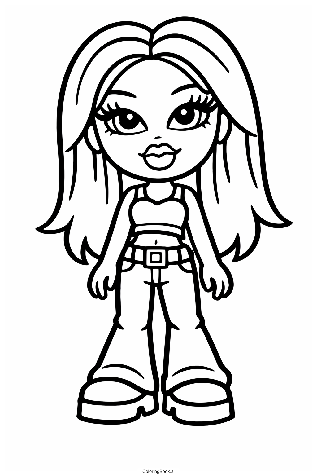  Bratz娃娃站姿填色页 