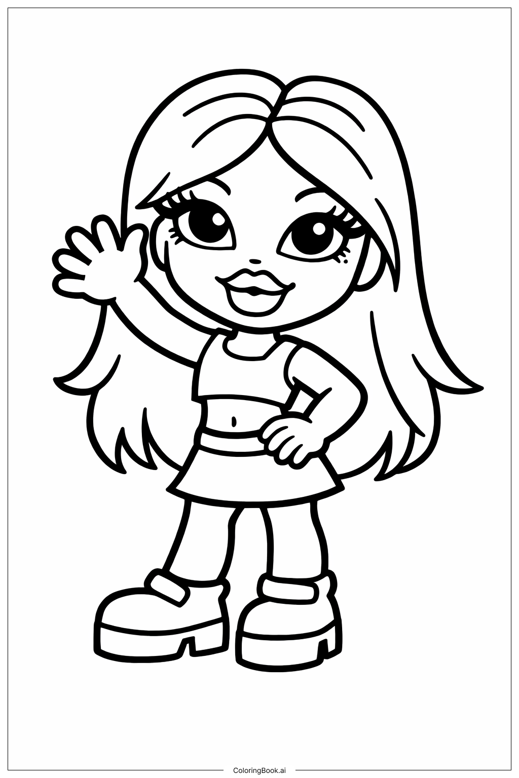  Bratz洋娃娃挥手填色页 