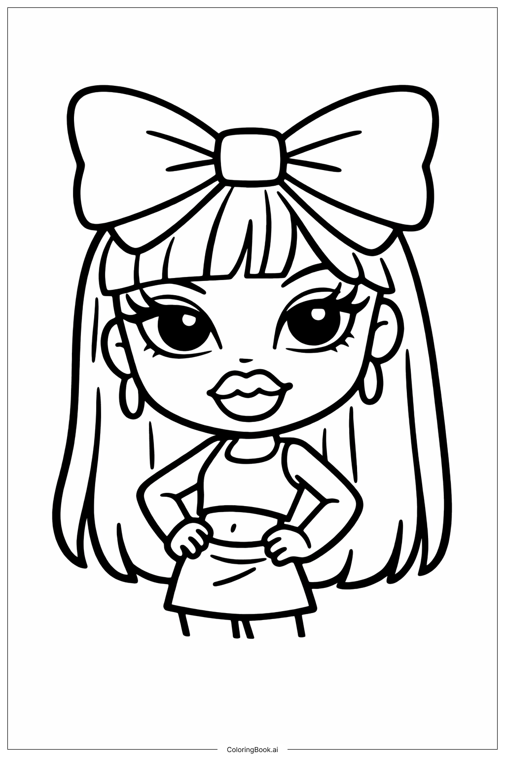  蝴蝶结布莱茨娃娃填色页 