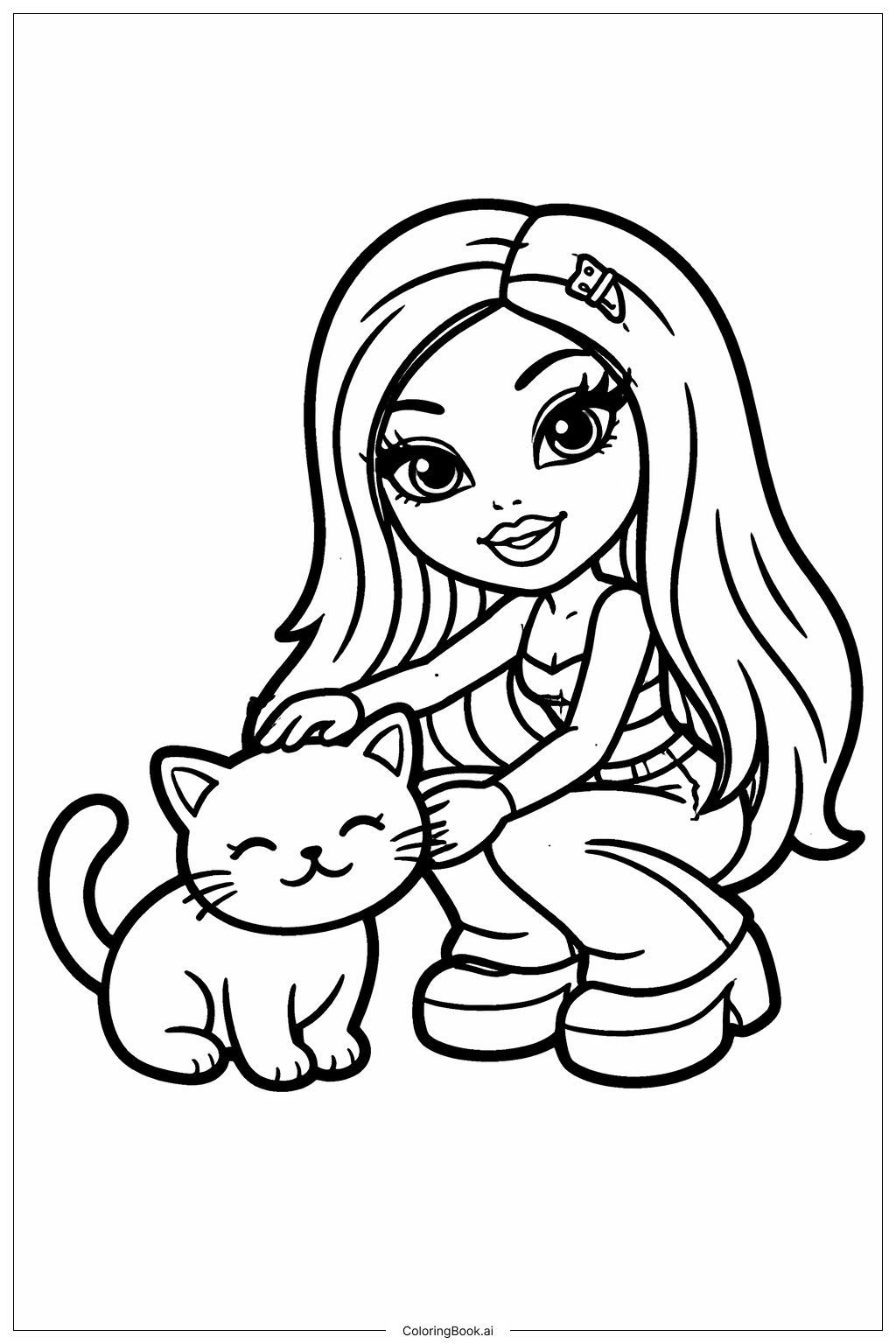  布拉茨娃娃与猫咪填色页 