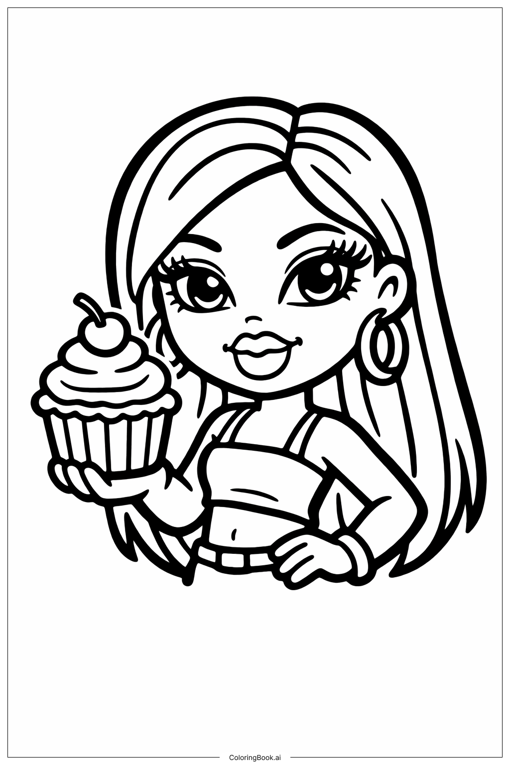  带杯子蛋糕的布莱茨娃娃填色页 