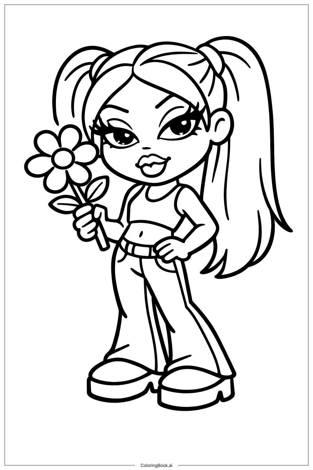  花朵布拉茨娃娃填色页 