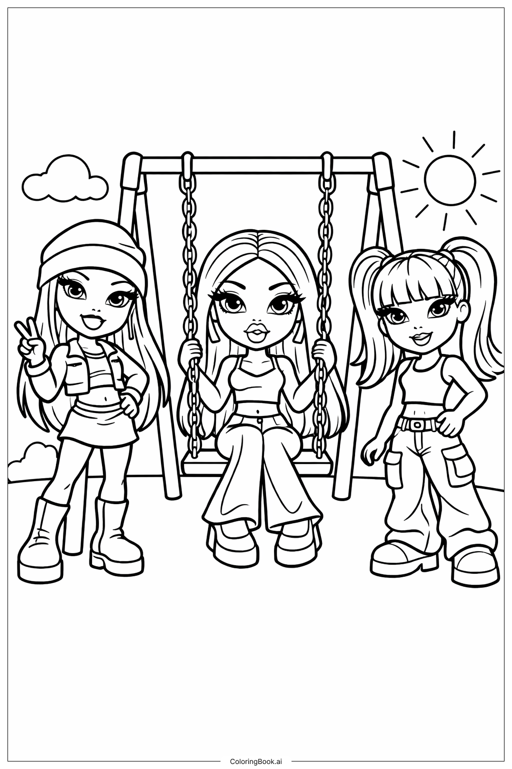  布拉特娃娃和朋友们填色页 