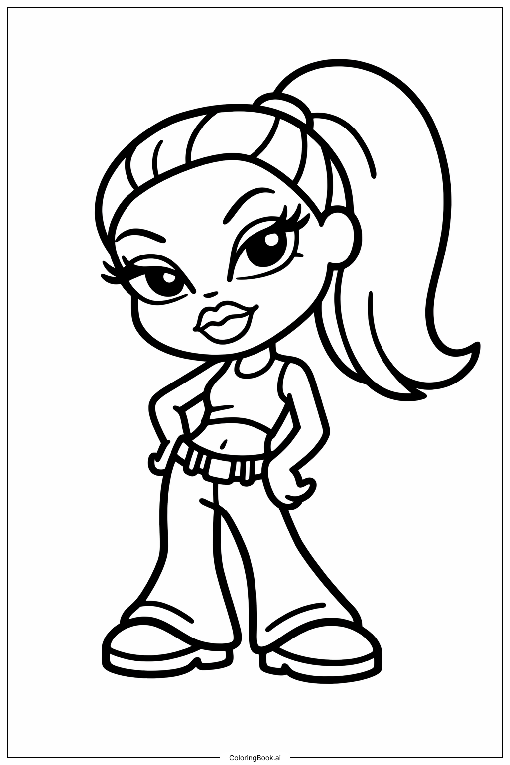  马尾辫布拉茨娃娃填色页 