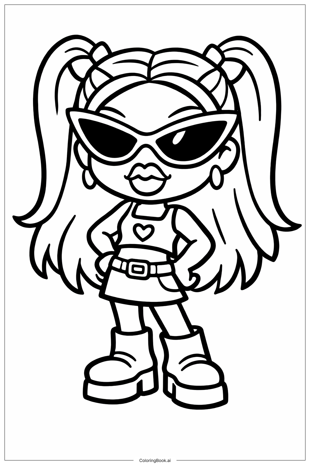  戴太阳镜的布拉兹娃娃填色页 