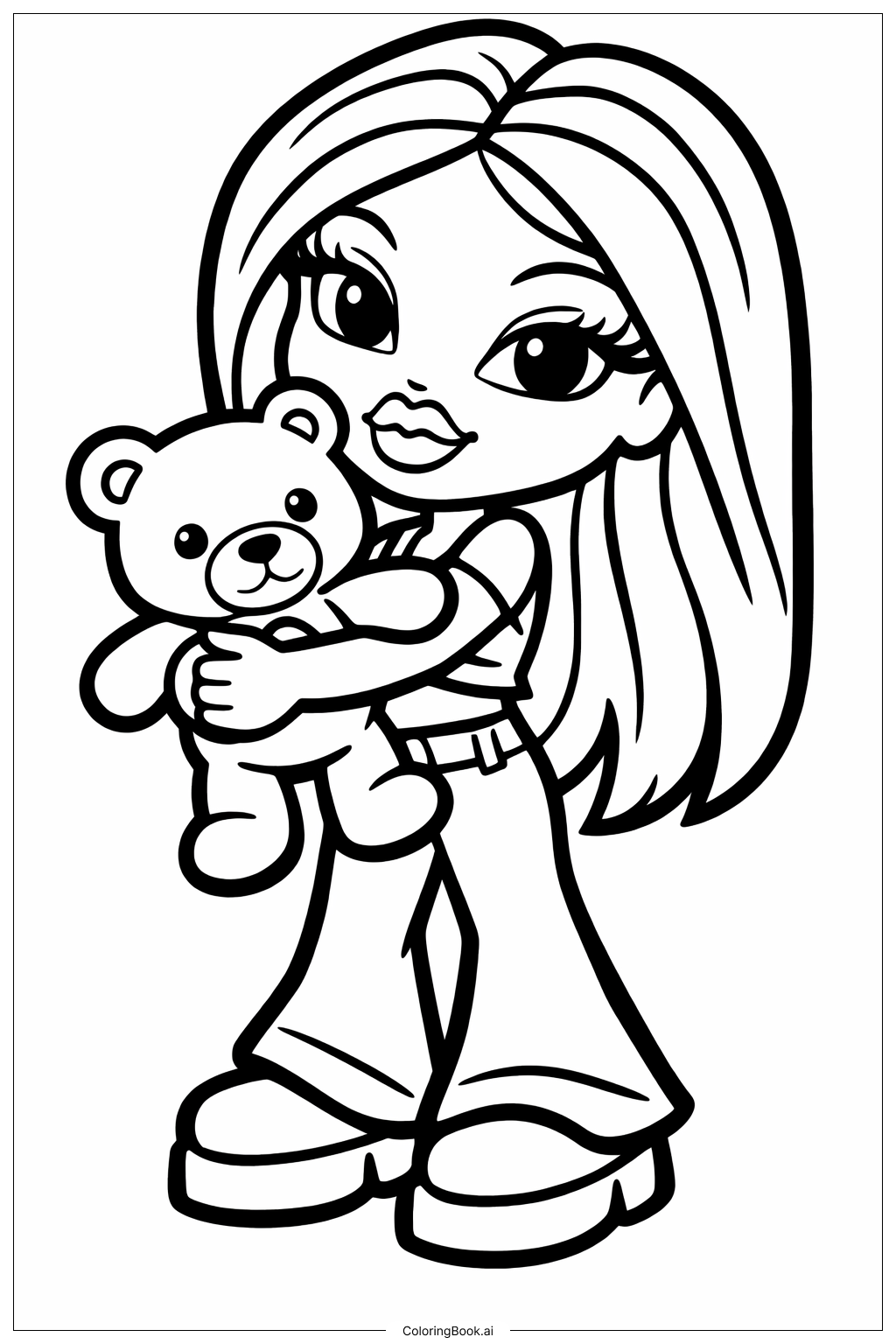  布莱茨娃娃和泰迪熊填色页 