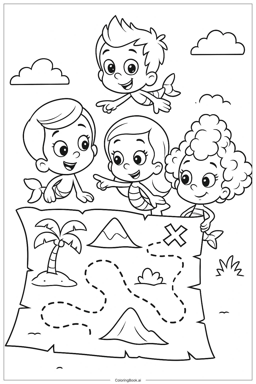  Bubble Guppies On A Treasure Map Coloring Page 