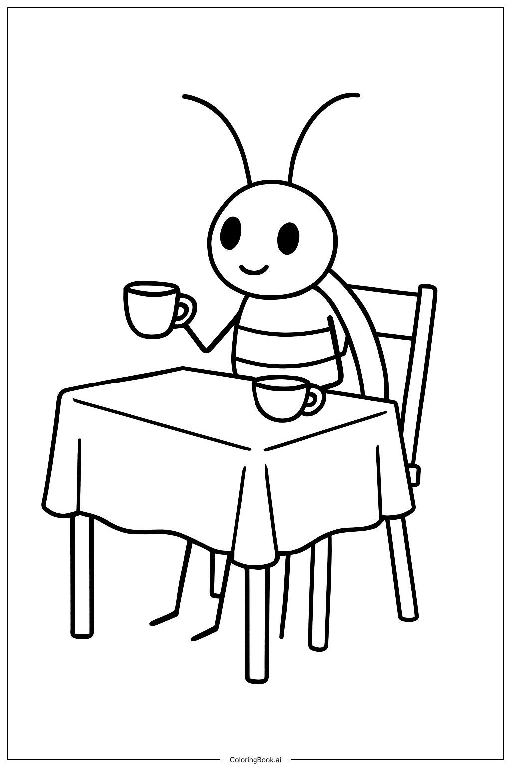  Bug At Tea Party Coloring Page 