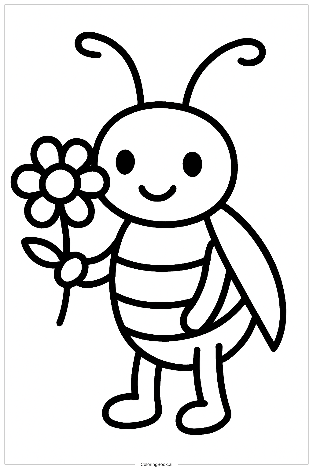  Bug Holding A Flower Coloring Page 