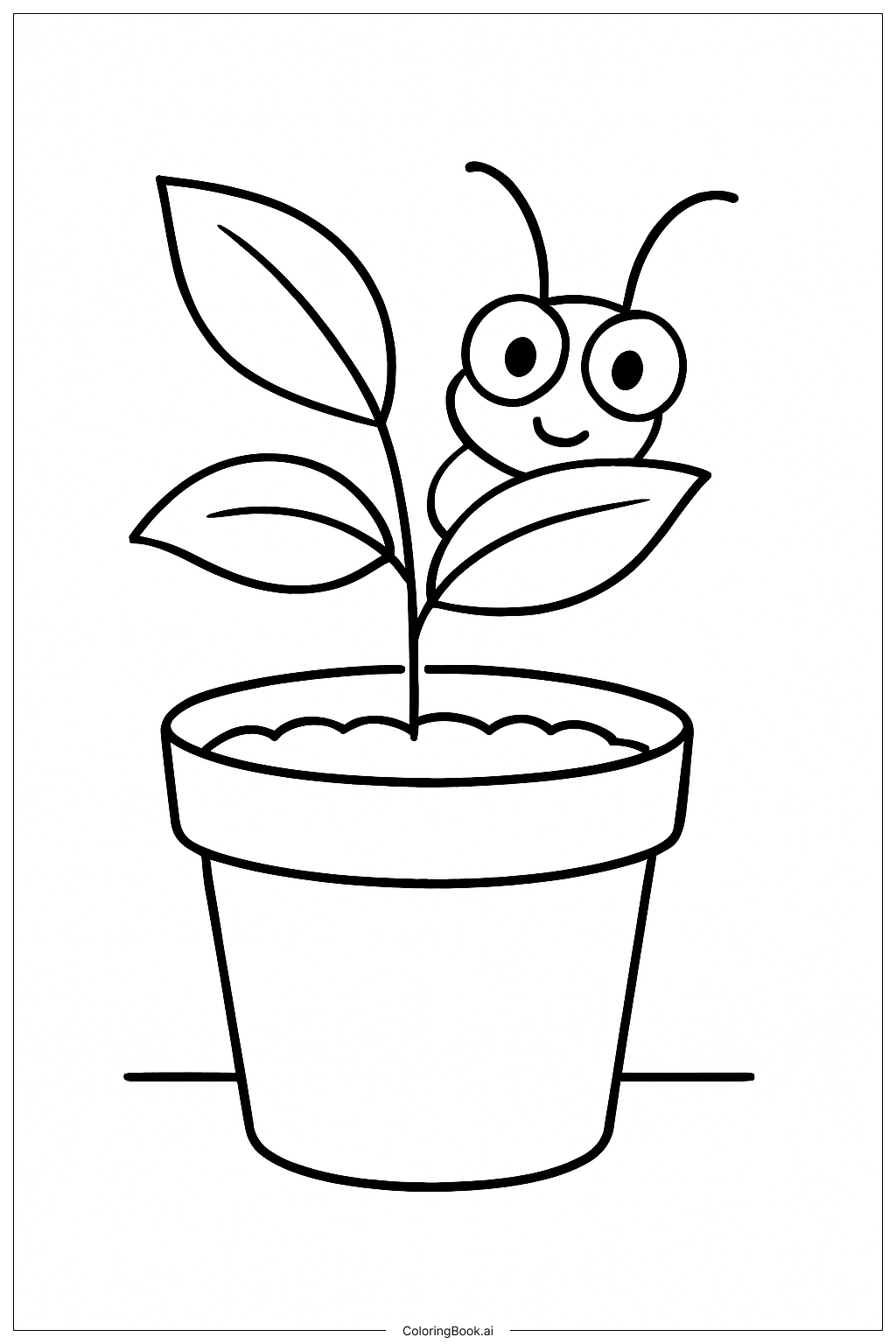  Bug In A Flower Pot Coloring Page 