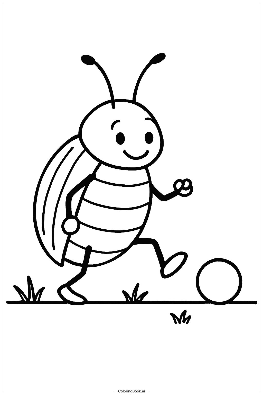  Bug Playing With Ball Coloring Page 