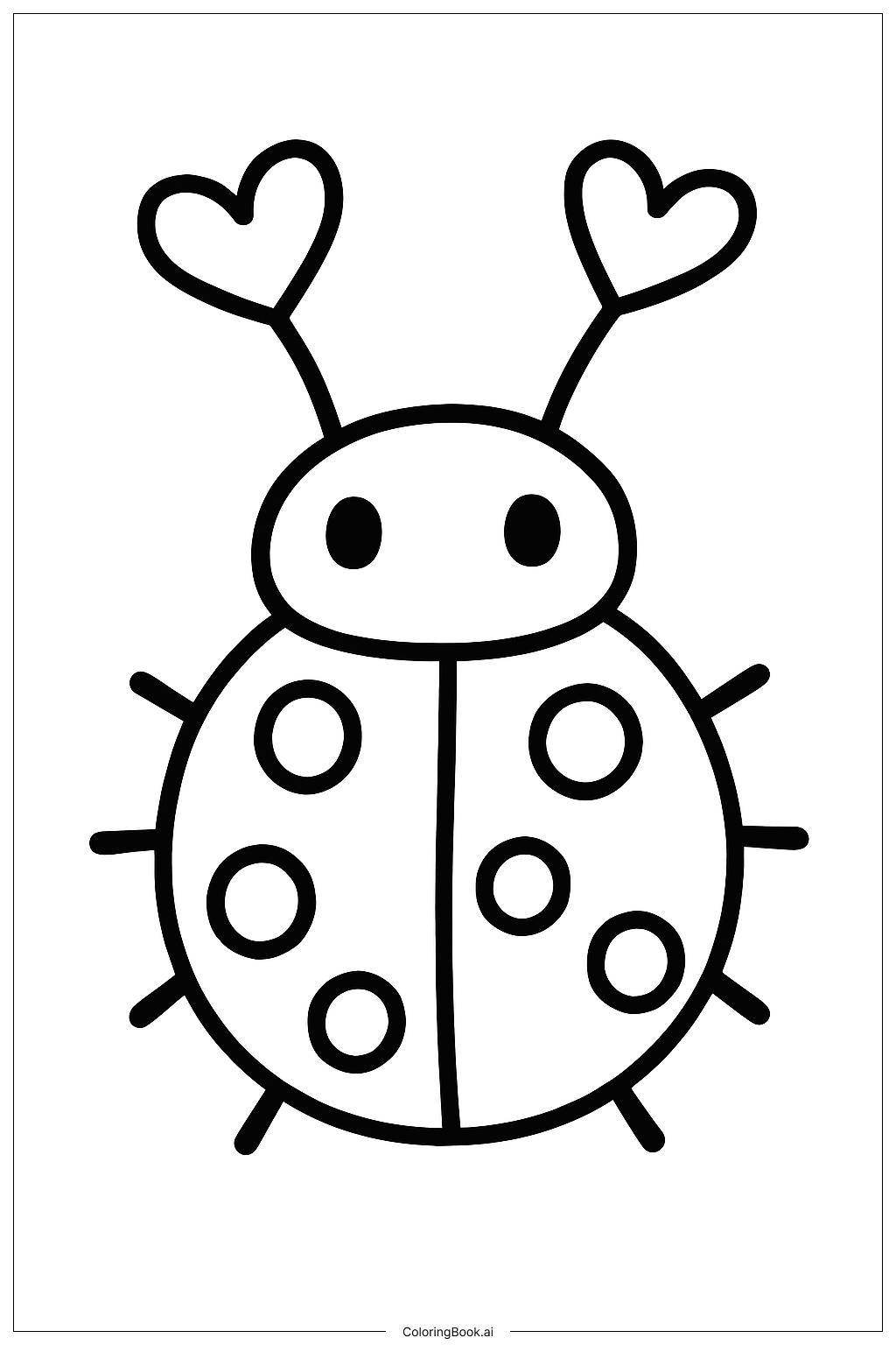 Bug With Heart Antennae Coloring Page 