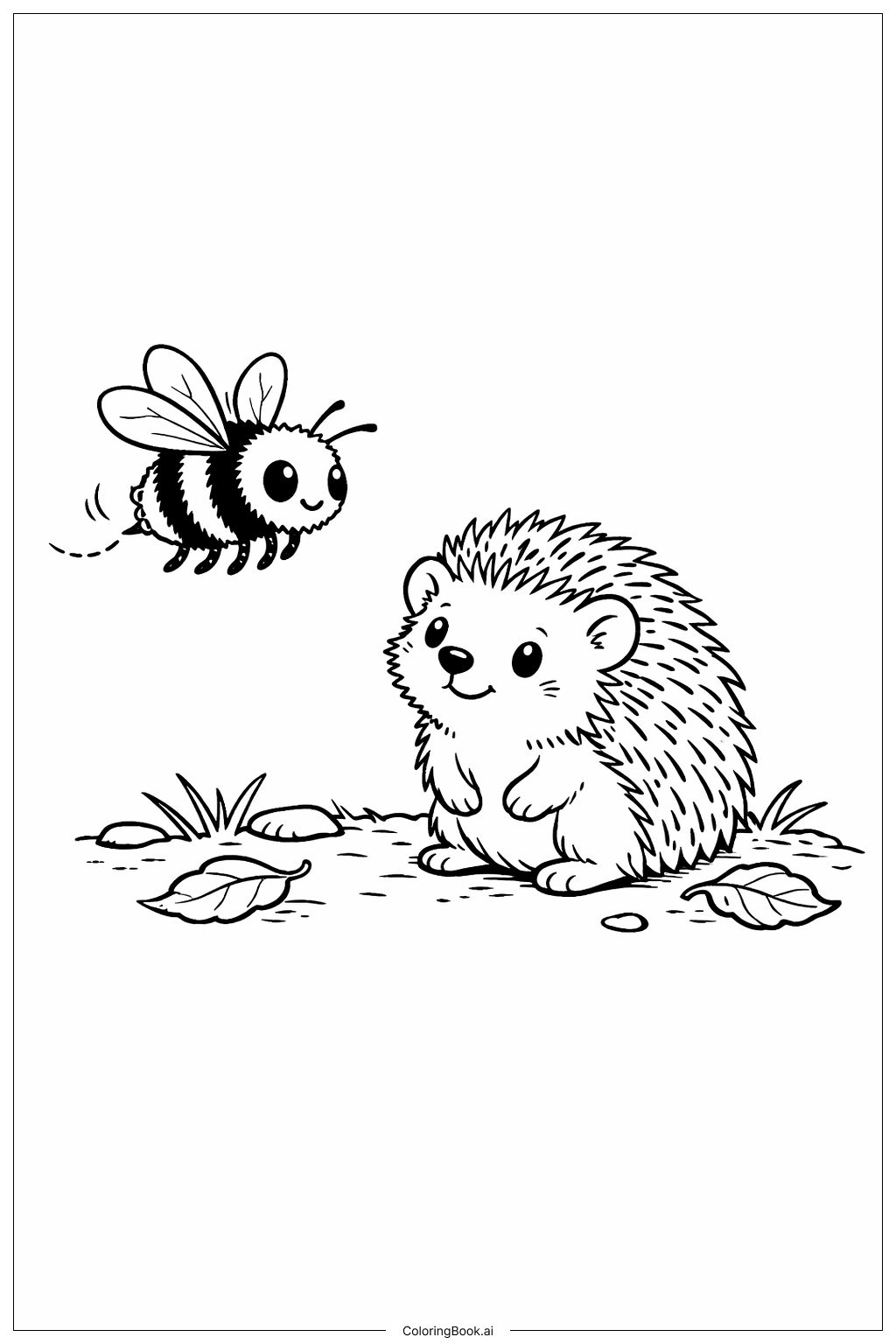 Bumblebee And Hedgehog Coloring Page