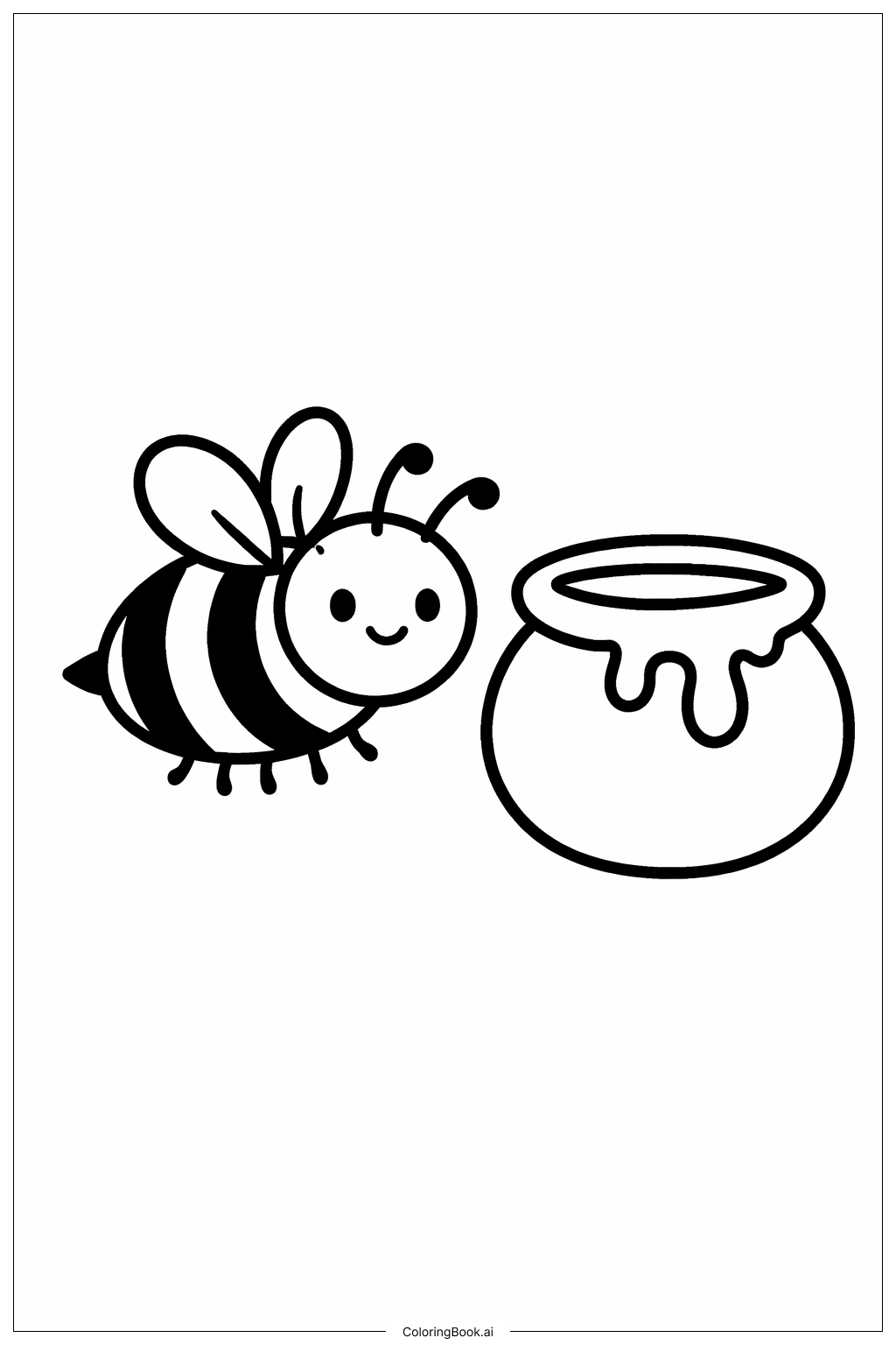 Bumblebee And Honey Pot Coloring Page