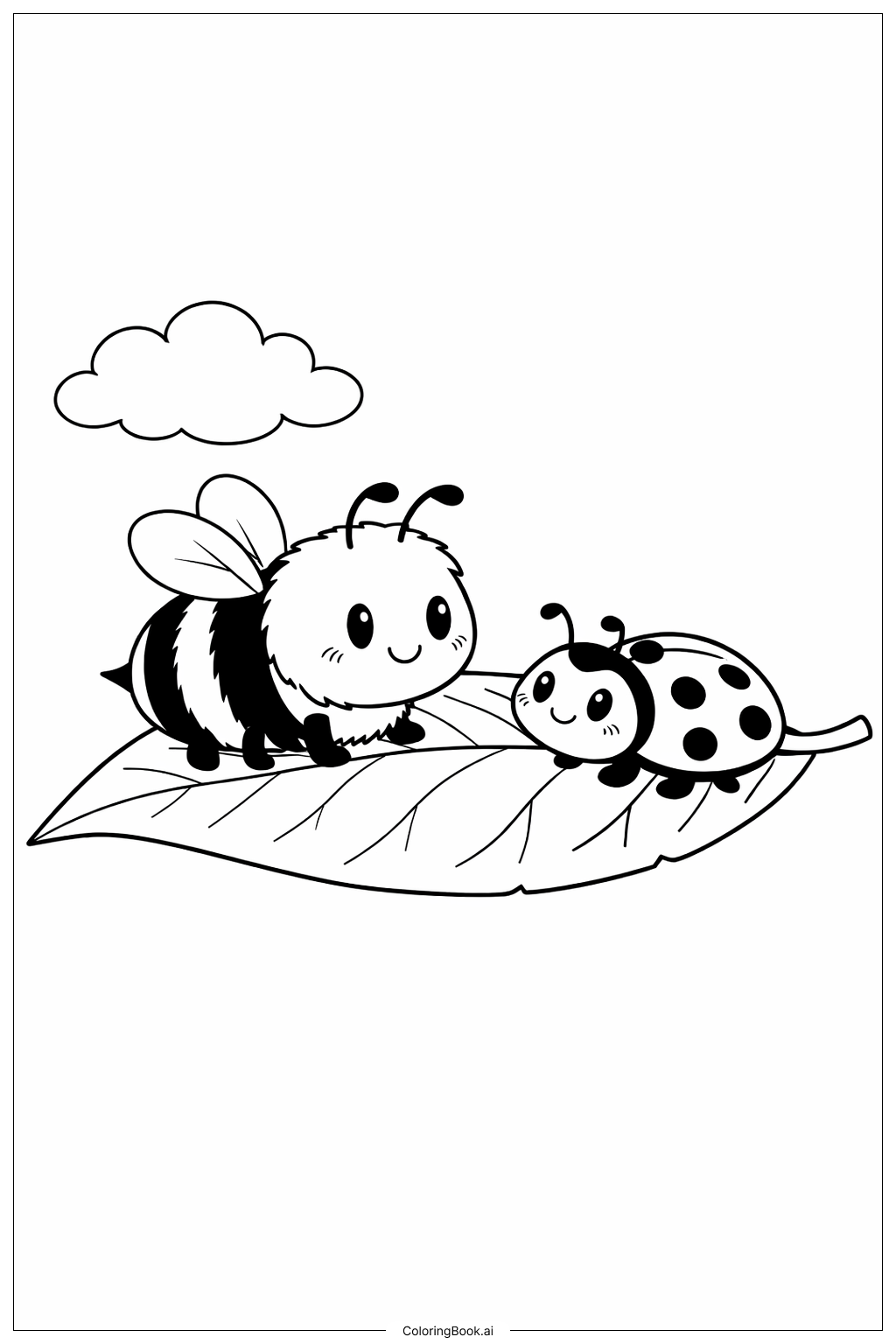 Bumblebee And Ladybug Coloring Page