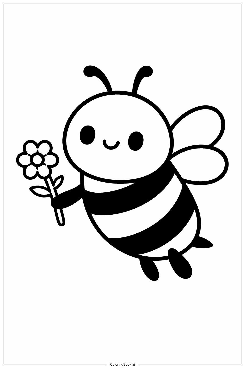 Bumblebee Holding Flower Coloring Page