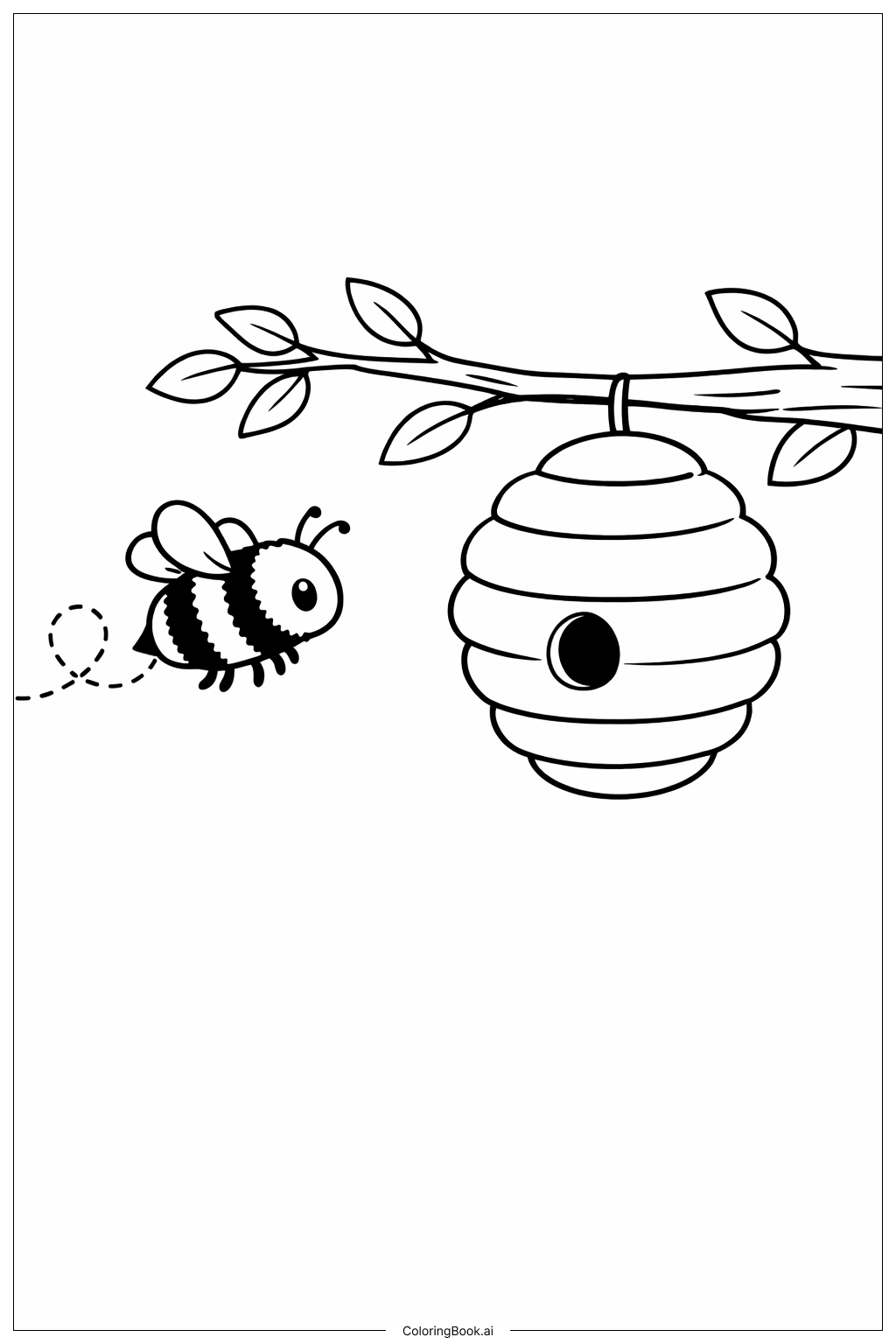 Bumblebee Near Beehive Coloring Page