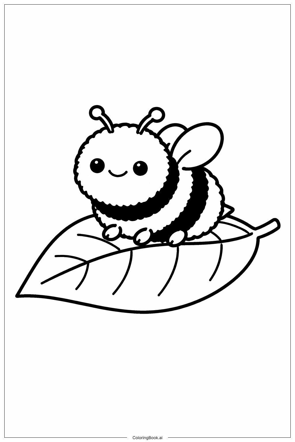 Bumblebee On Leaf Coloring Page