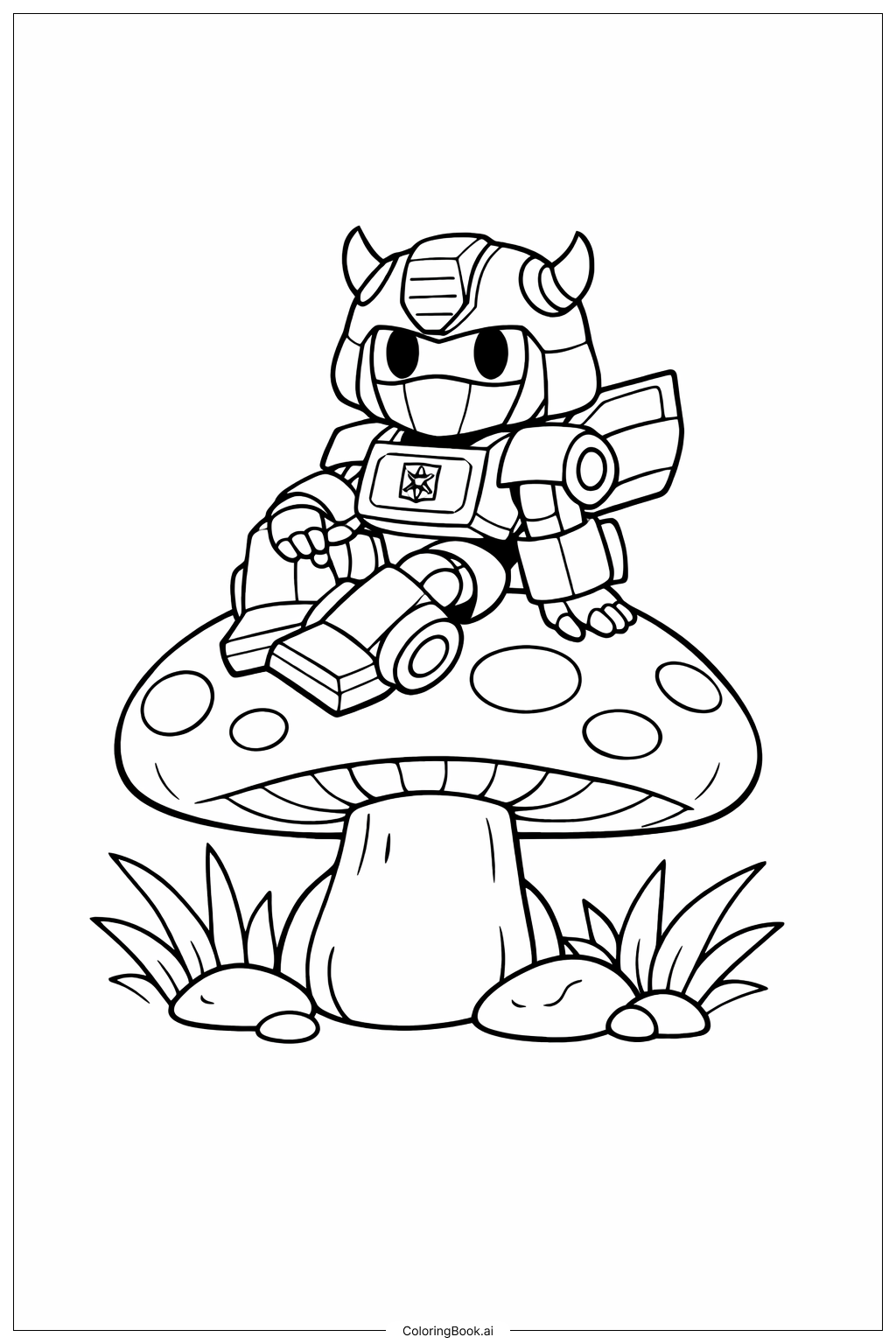 Bumblebee On Mushroom Coloring Page