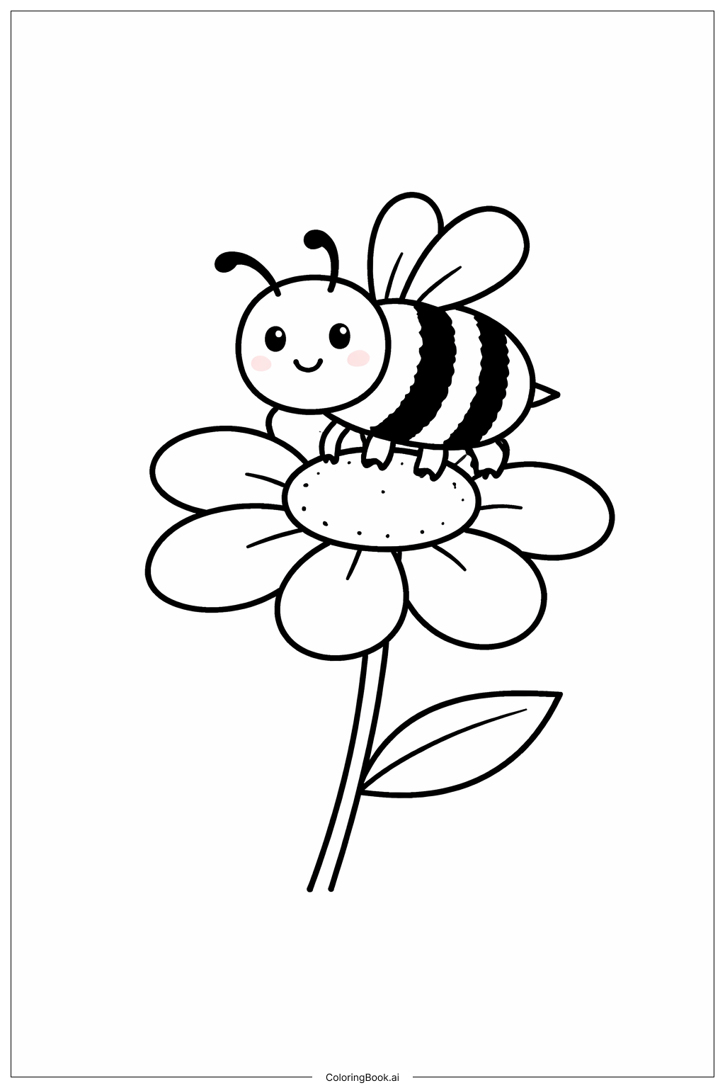Bumblebee On Single Flower Coloring Page