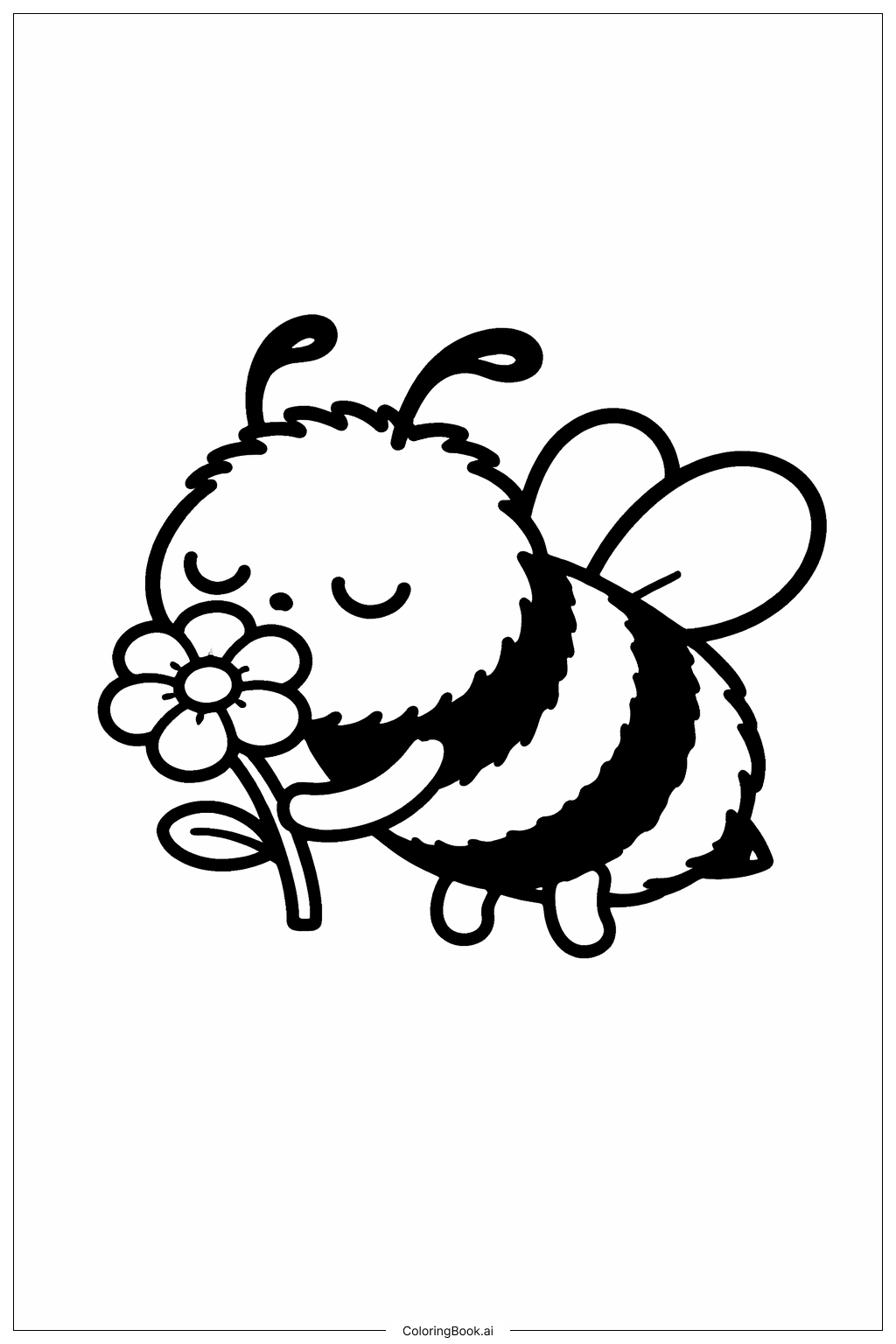 Bumblebee Smelling Flower Coloring Page