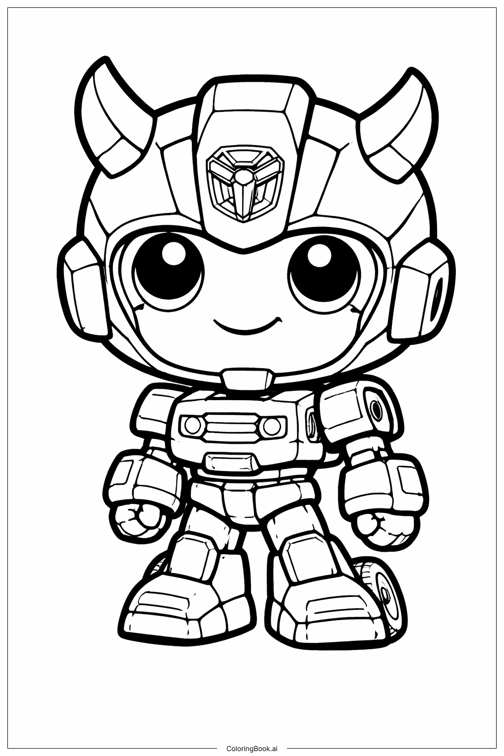 Page de coloriage Bumblebee Transformer Style Tête Gigantesque 