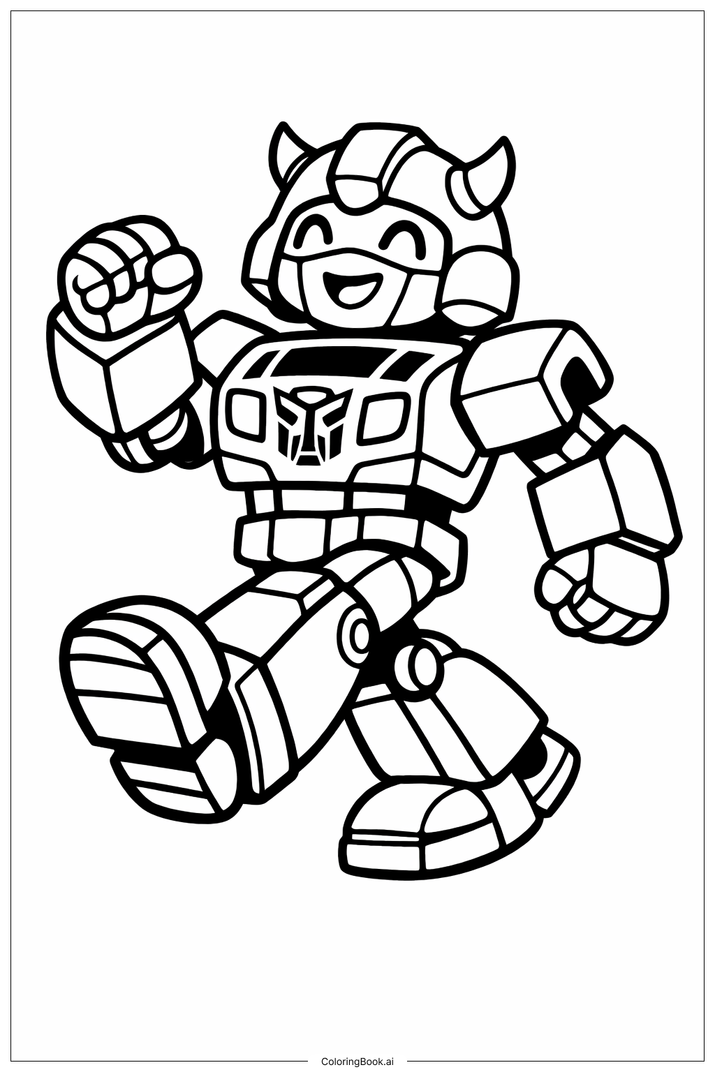  Page de coloriage Bumblebee Transformer Marche Joyeuse 