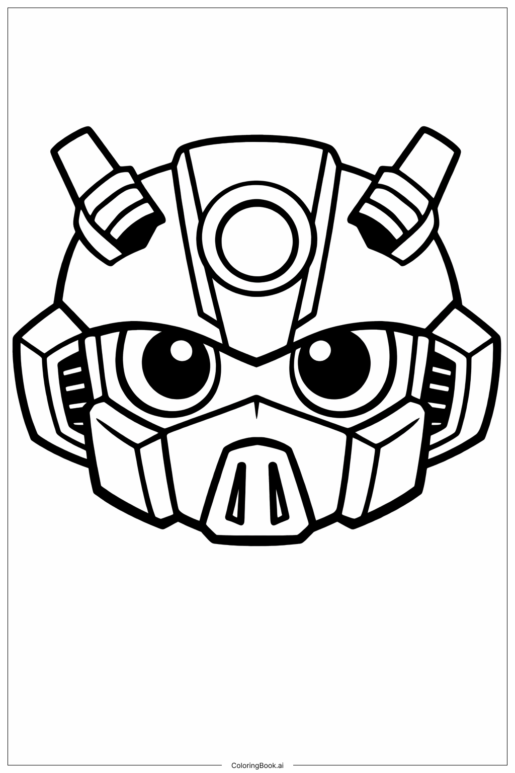  Page de coloriage Gros plan sur le visage de Bumblebee Transformer 