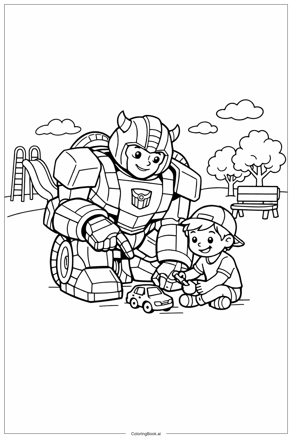  Page de coloriage Ami assistant Bumblebee Transformer 