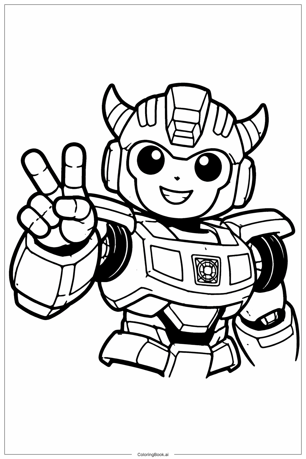  Page de coloriage Bumblebee Transformer signe de paix 