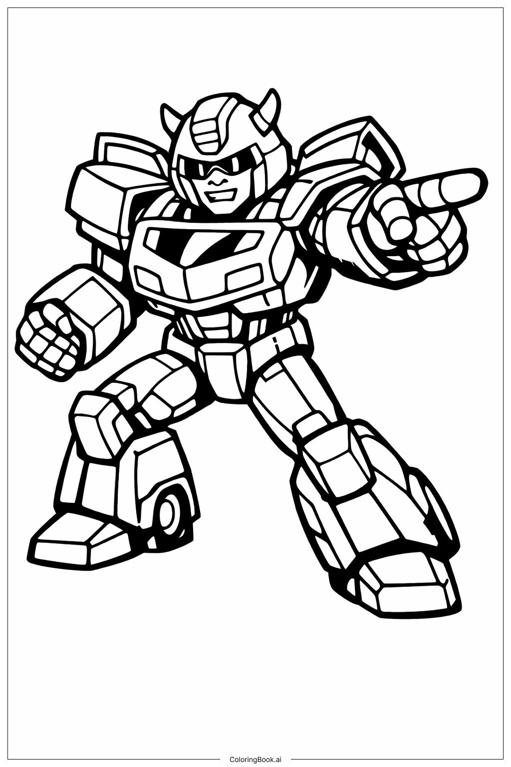  Page de coloriage Transformeur Coccinelle Pointant en Avant 