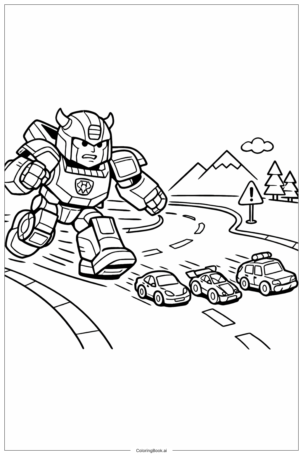  Page de coloriage Petites Voitures de Course Bumblebee Transformer 