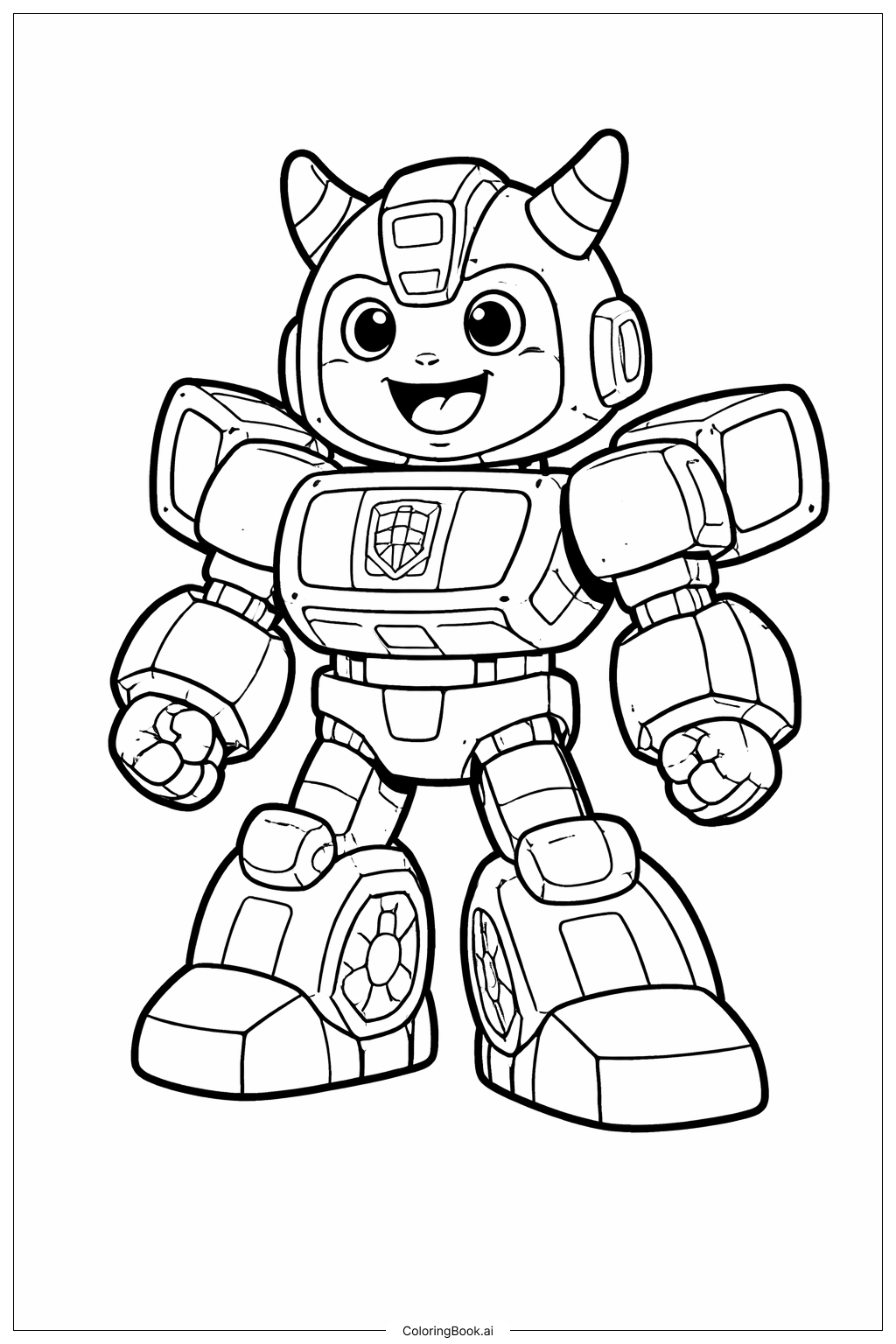  Page de coloriage Transformeur Coccinelle souriant avec antenne 