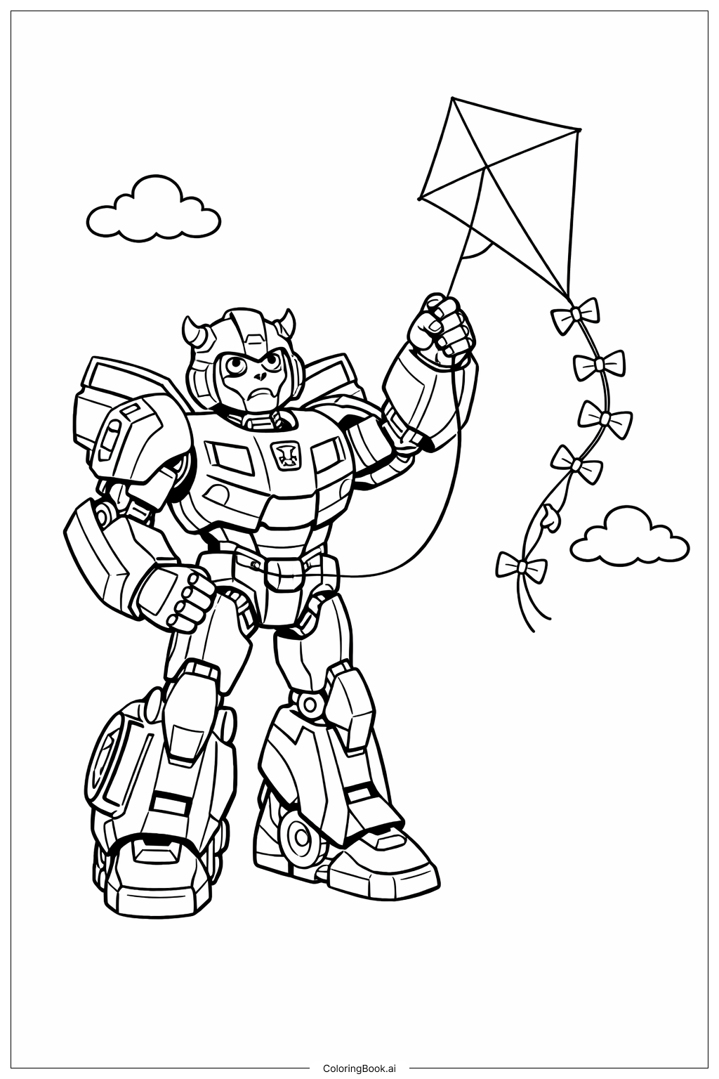  Page de coloriage Bumblebee Transformer avec Cerfs-Volants 