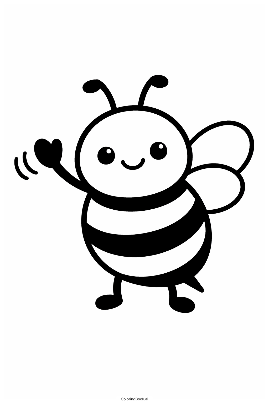 Bumblebee Waving Coloring Page