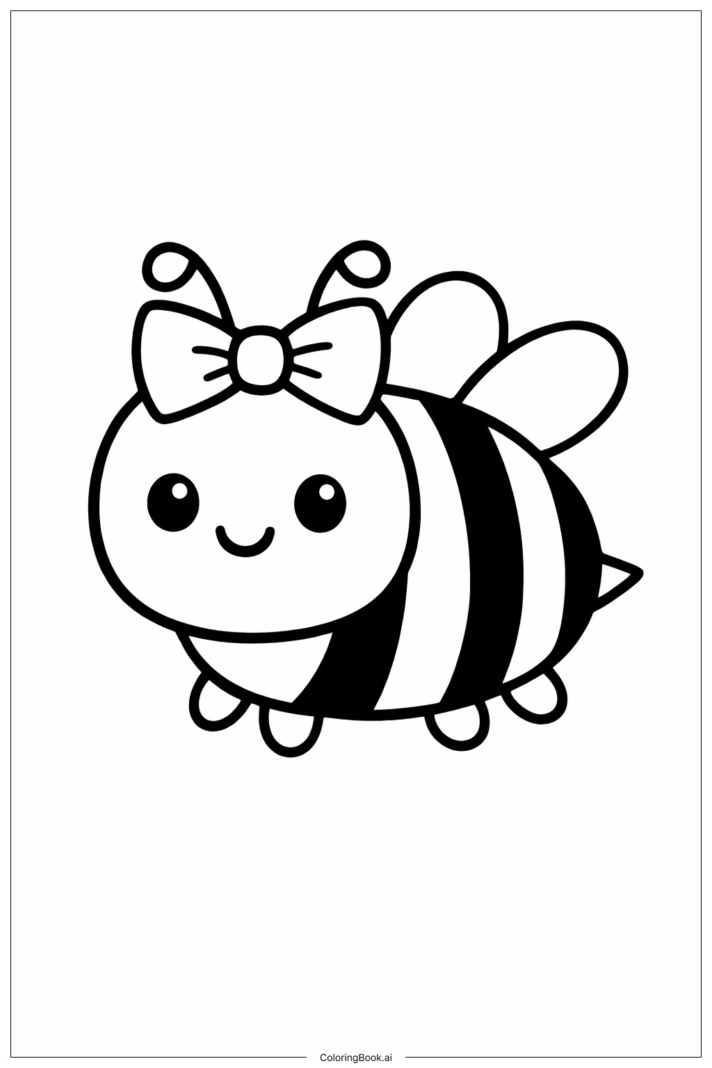Bumblebee With Bow Coloring Page