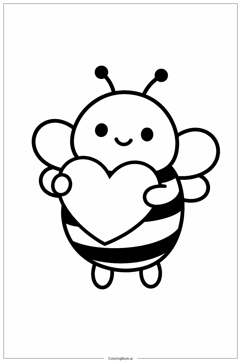 Bumblebee With Heart Coloring Page