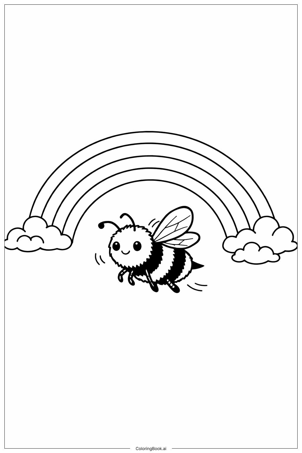 Bumblebee With Rainbow Outline Coloring Page