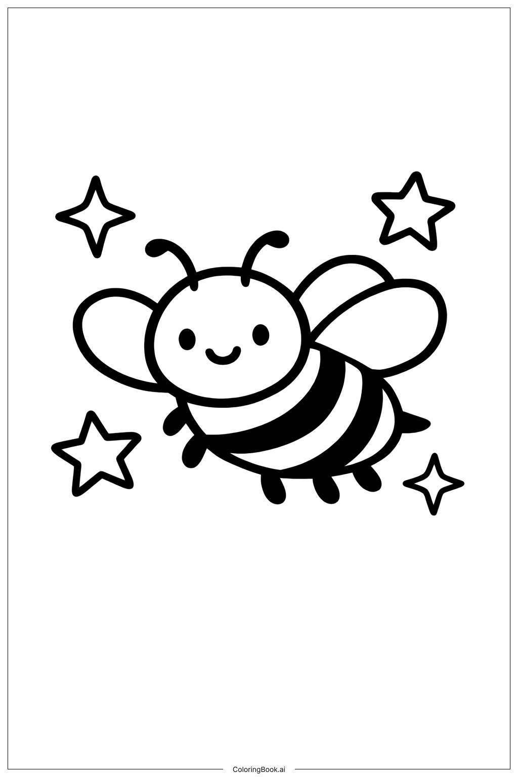 Bumblebee With Stars Coloring Page