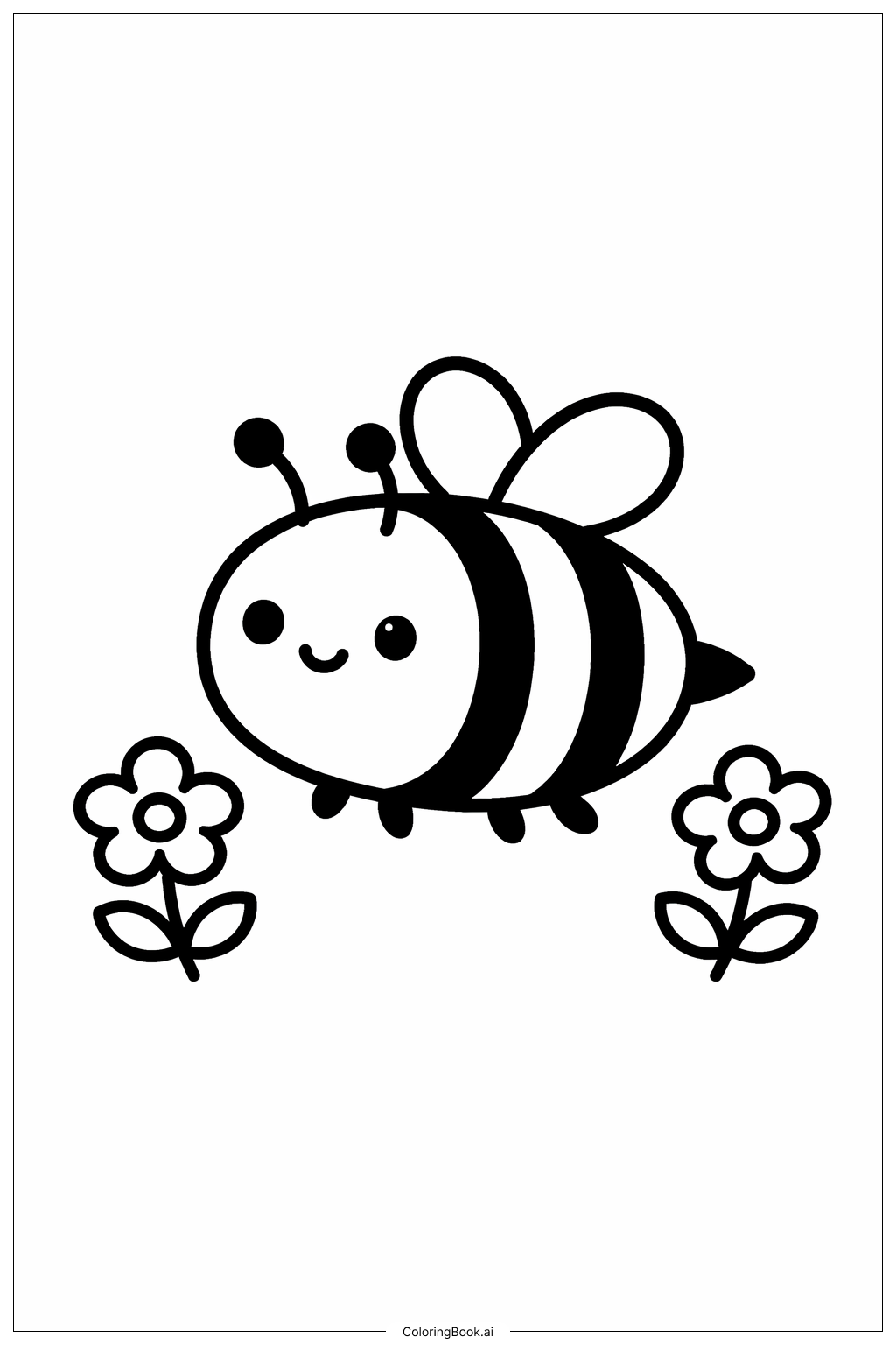 Bumblebee With Tiny Flowers Coloring Page