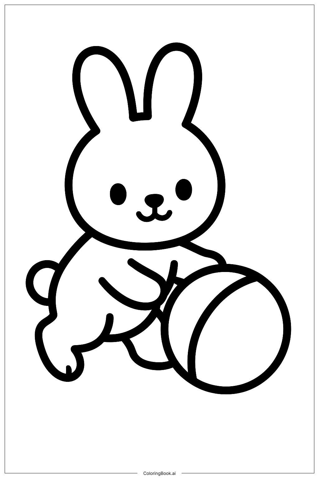  兔子和球填色页 