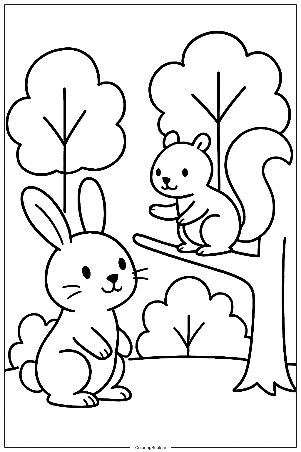  Página para colorir de Coelho e Esquilo 