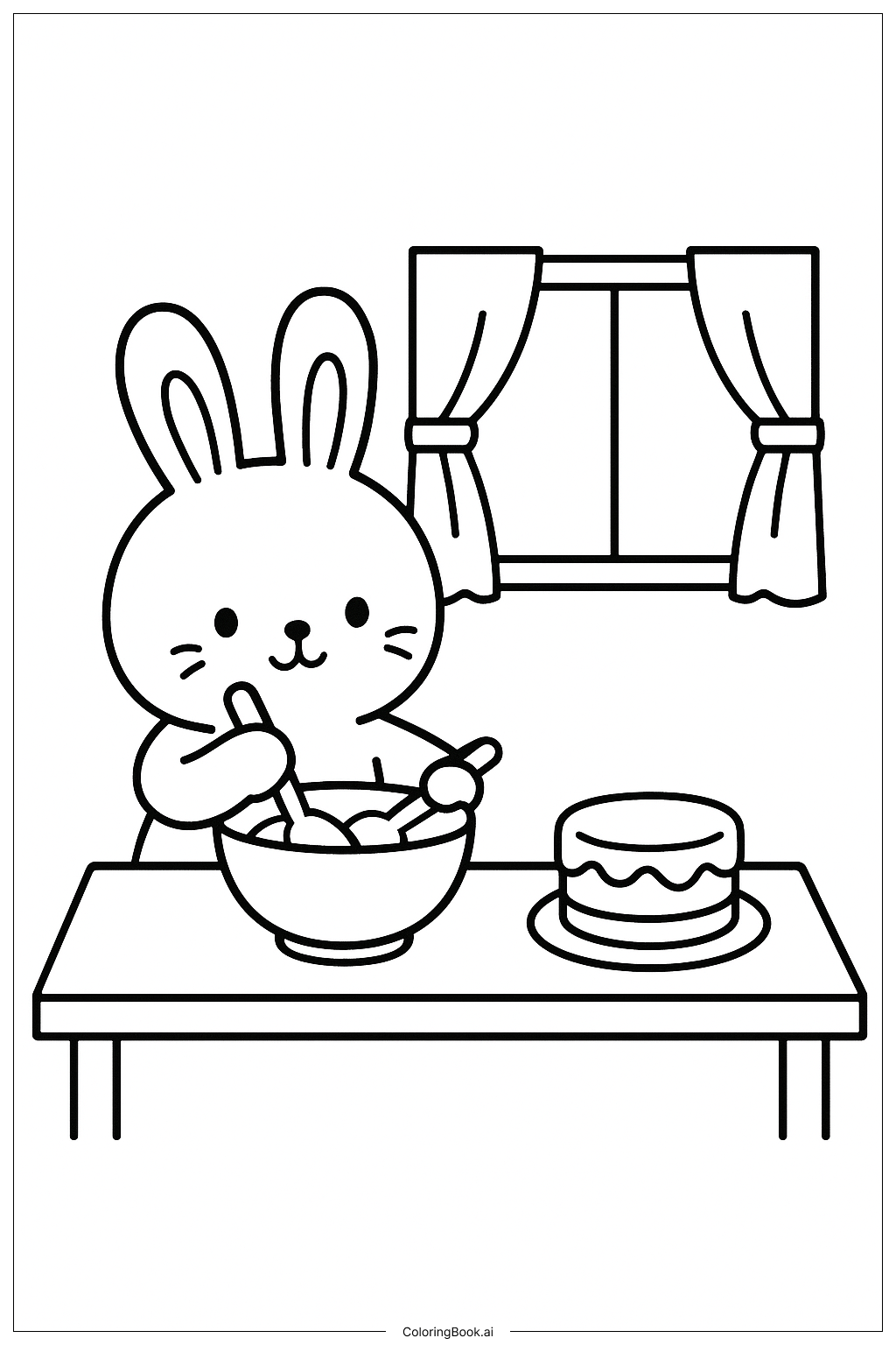  Trang tô màu Thỏ Làm Bánh 