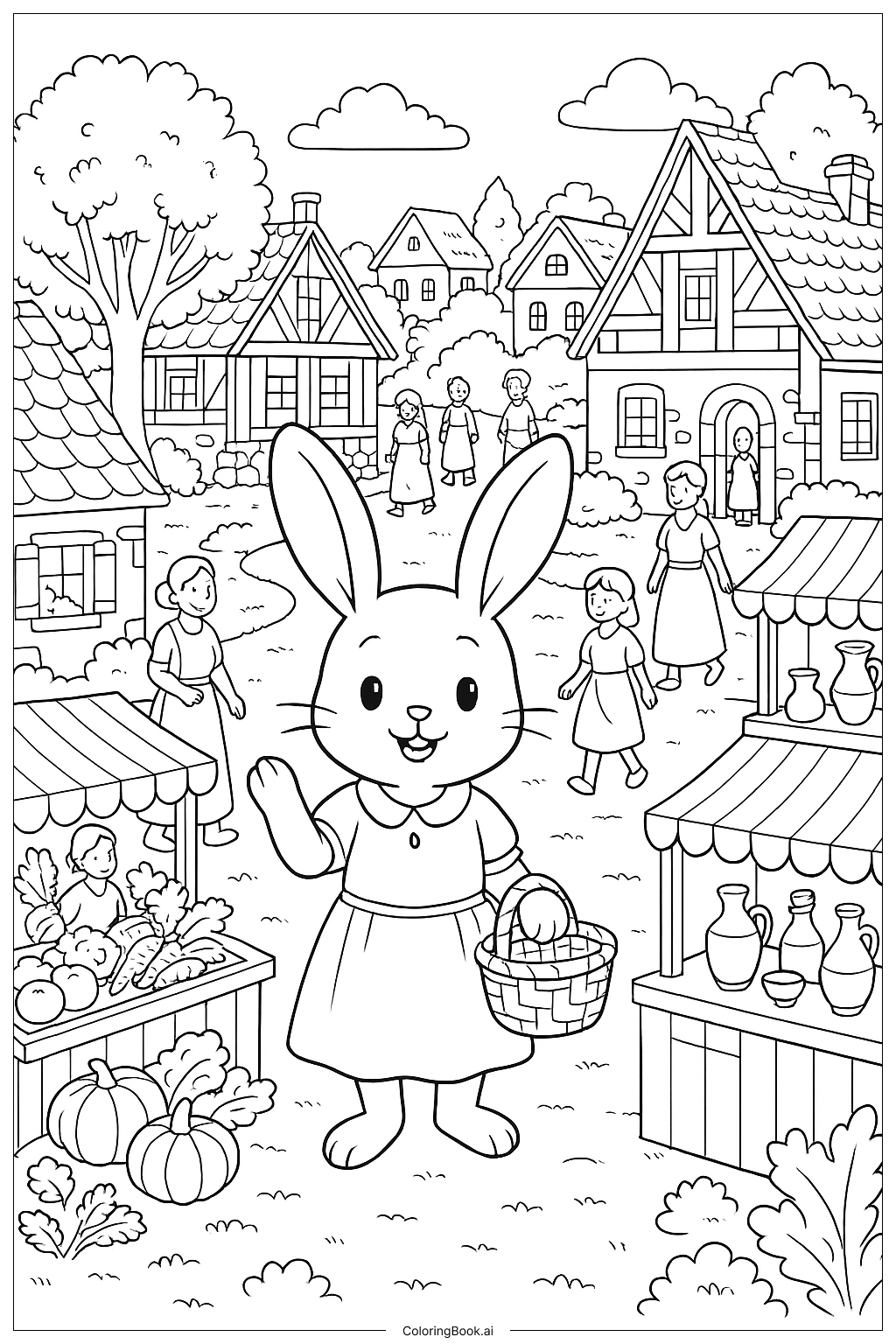  Trang tô màu Thỏ Bunny 