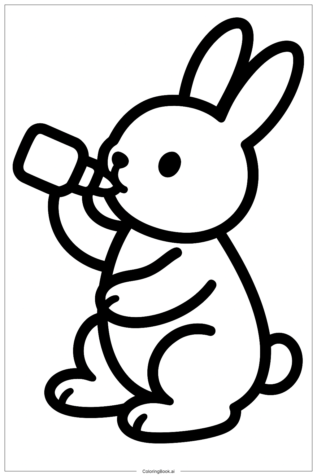  喝牛奶的小兔子填色页 