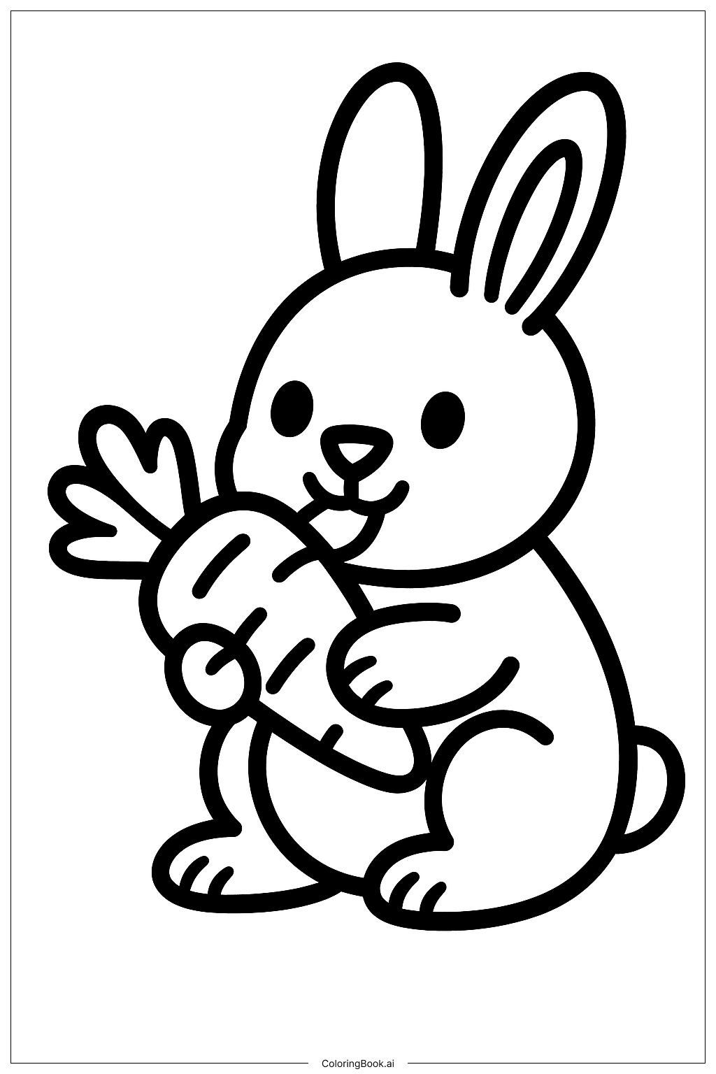  吃胡萝卜的小兔子填色页 