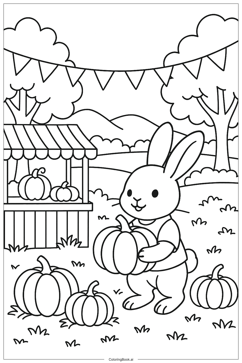 Kaninchen-Erntedankfest Ausmalseite 