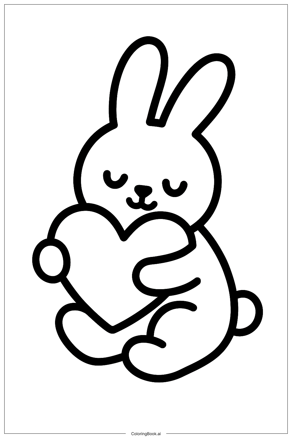  Kuschelhase umarmt Herz Ausmalseite 