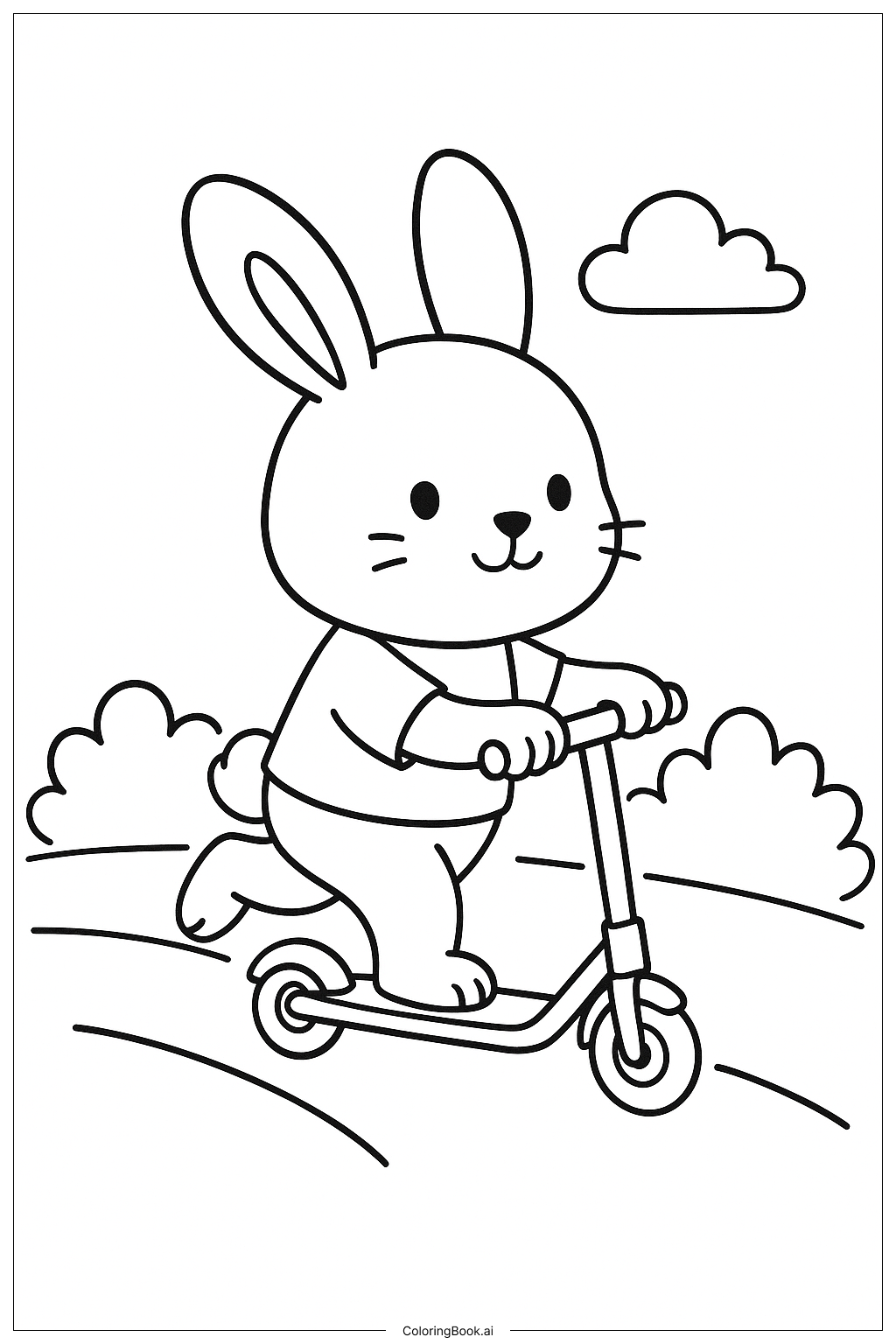  Página para colorir de Coelhinho no Patinete 