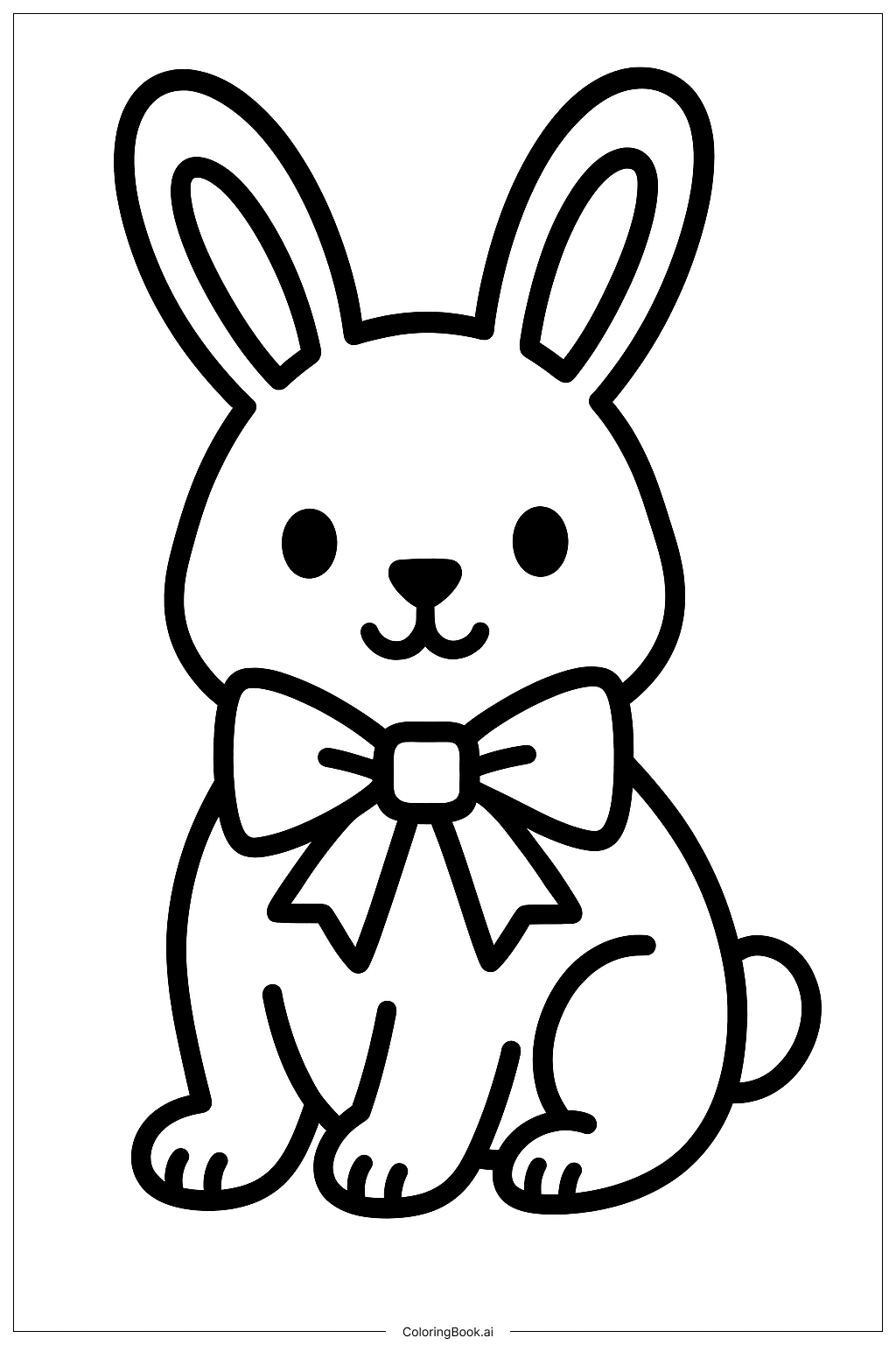  Bunny Rabbit Wearing Bow Coloring Page 